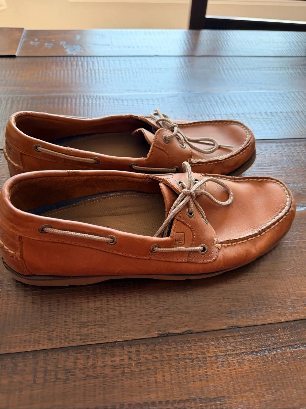 Sperry Men's Leather Moc Toe Boat Shoes in Cognac Brown